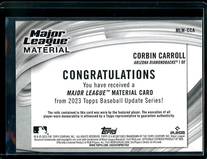 2023 Topps Corbin Carroll Rookie Patch Diamondbacks - Trading Card Market