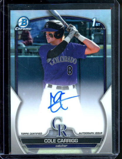 2023 Bowman Chrome Cole Carrigg 1st Bowman Refractor Auto /499 Rockies - Trading Card Market