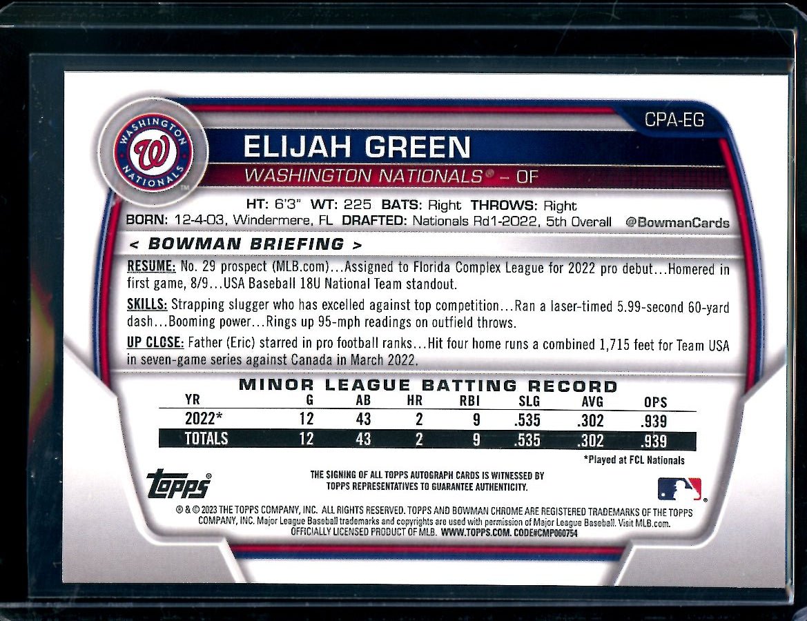 2023 Bowman Chrome Elijah Green Auto /150 Nationals - Trading Card Market