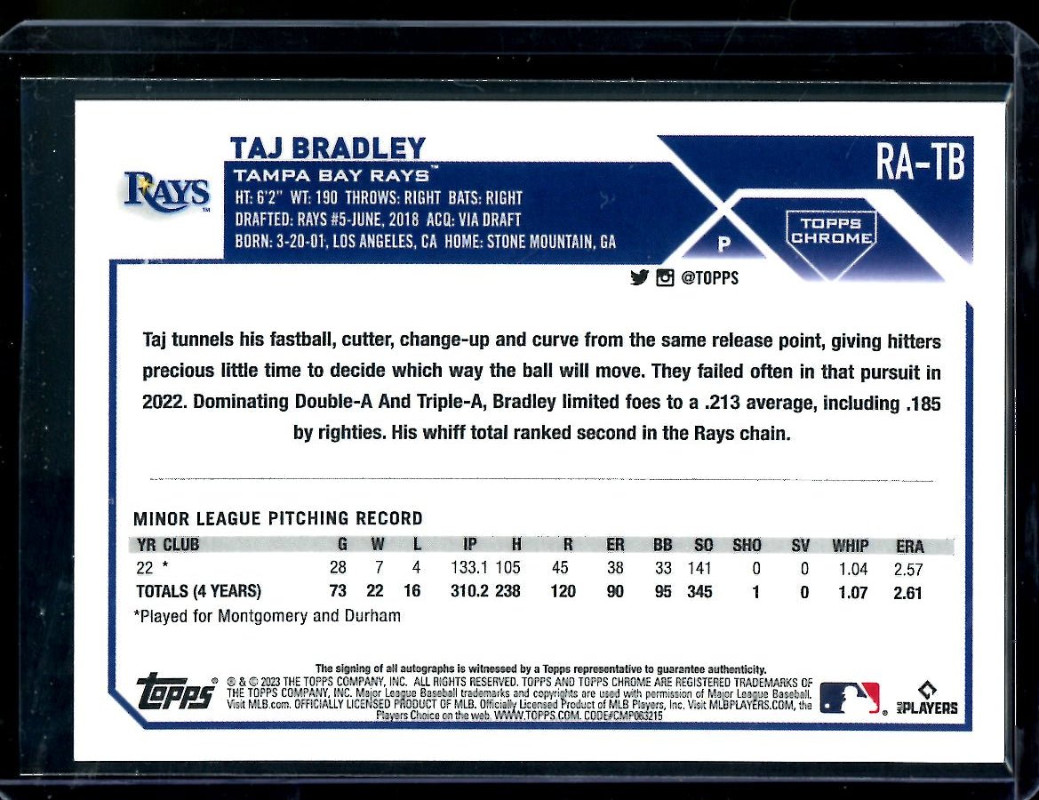 2023 Topps Chrome Taj Bradley Rookie Auto Purple /250 Rays - Trading Card Market