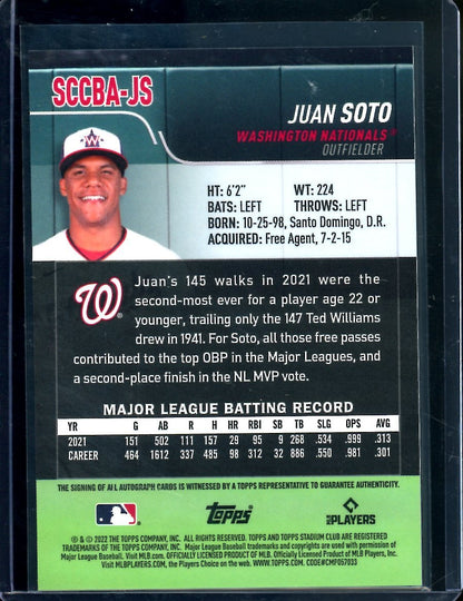 2022 Topps Stadium Club Chrome Juan Soto Auto Nationals - Trading Card Market