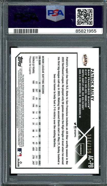 2023 Topps Chrome Patrick Bailey Rookie Auto Aqua Wave /199 PSA 10 Giants - Trading Card Market