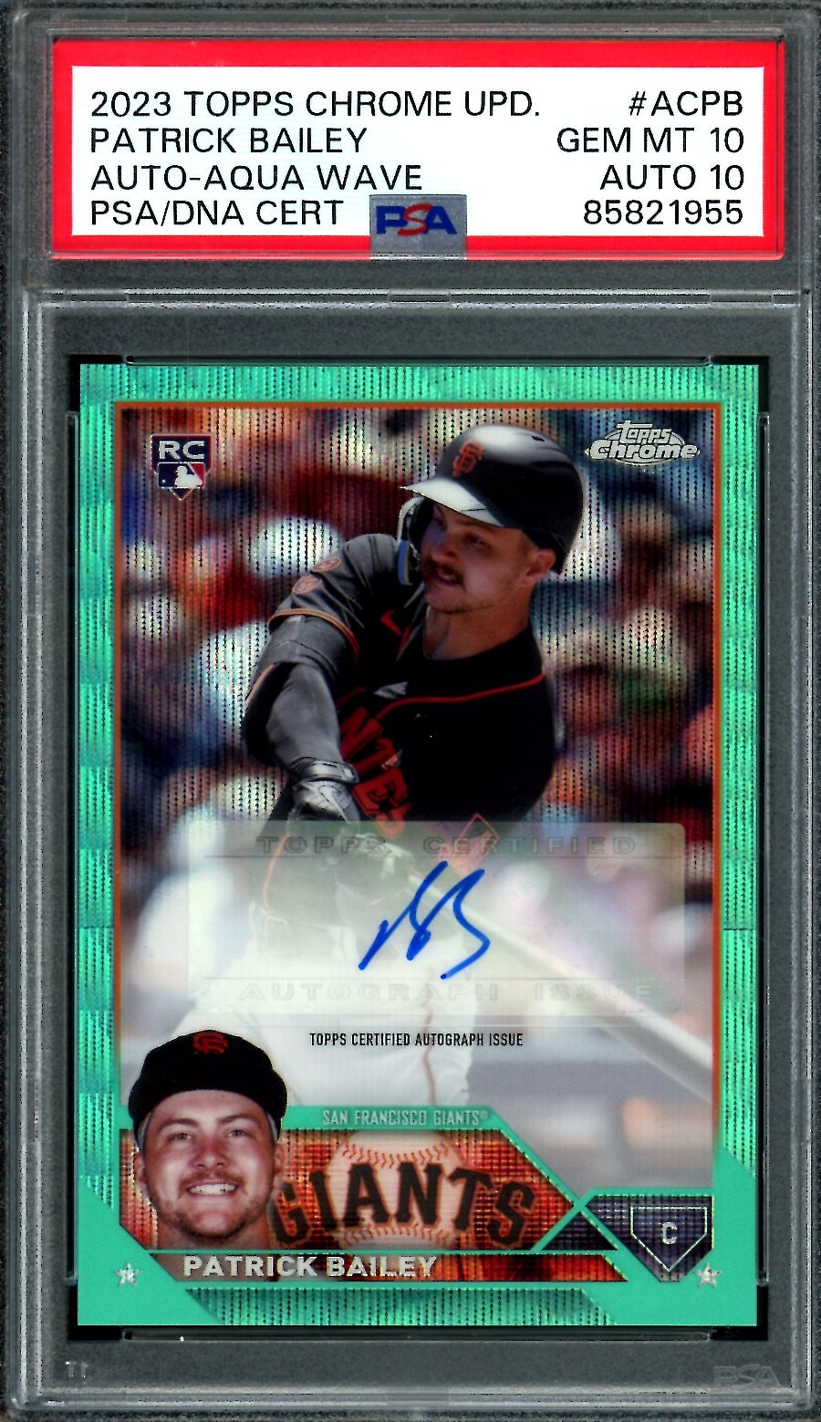 2023 Topps Chrome Patrick Bailey Rookie Auto Aqua Wave /199 PSA 10 Giants - Trading Card Market