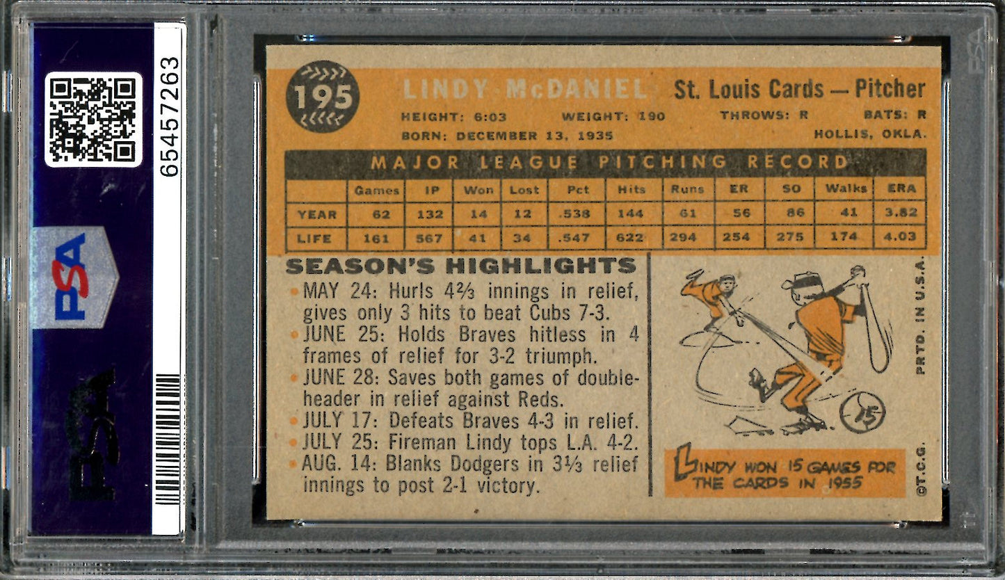 1960 Topps Lindy McDaniel PSA 7 Cardinals