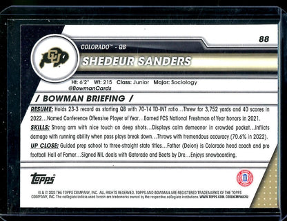 2023 Bowman Chrome University Shedeur Sanders Variation Refractor Colorado - Trading Card Market