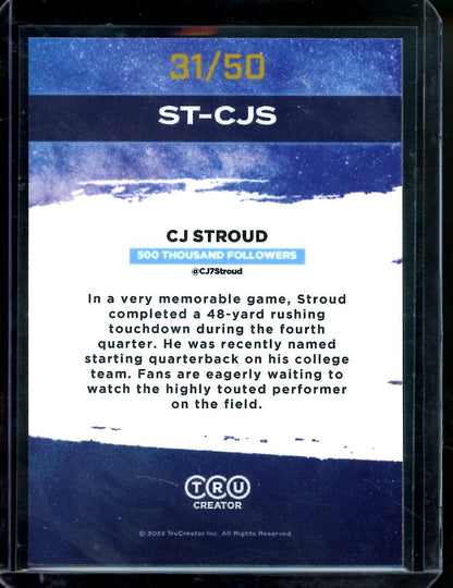 2022 TruCreator C.J. Stroud Blue Ice /50 Ohio State - Trading Card Market