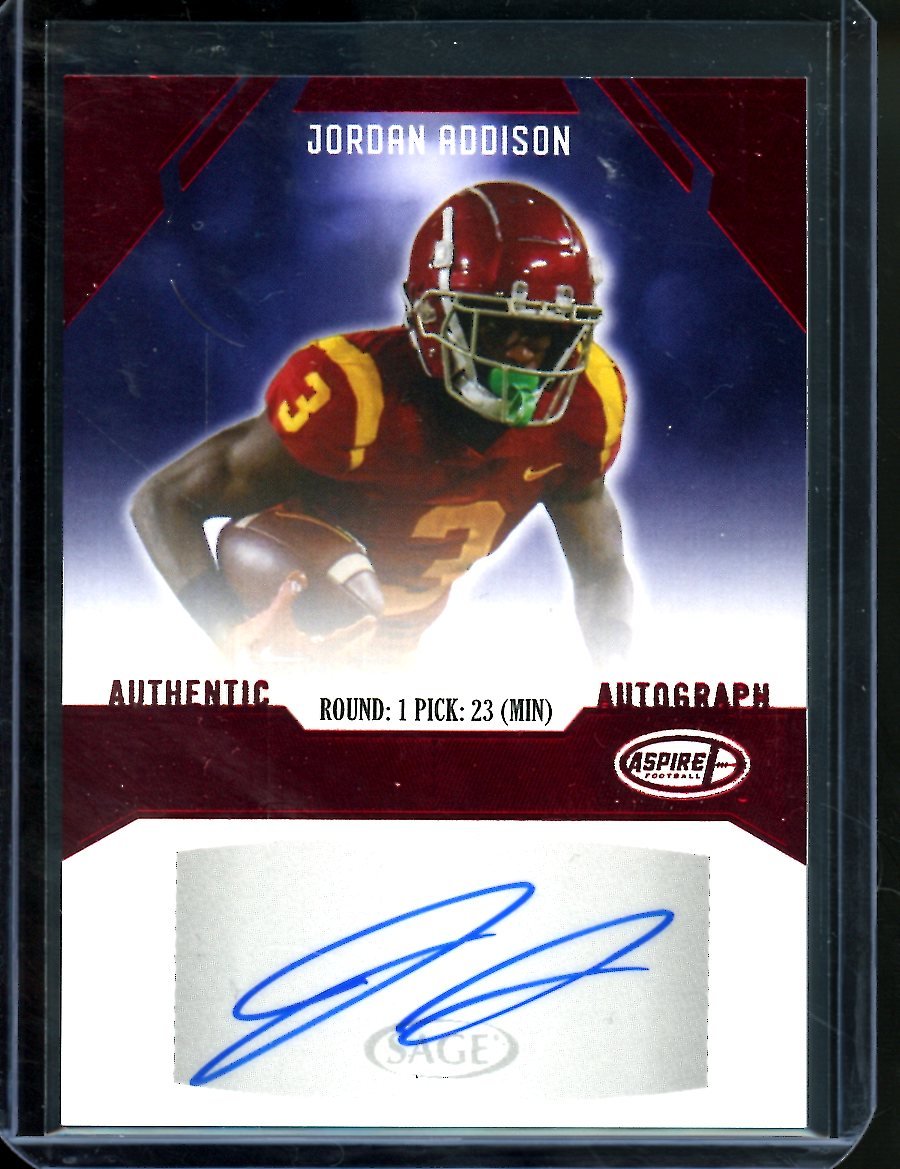 2023 Sage Jordan Addison Rookie Auto Red USC - Trading Card Market