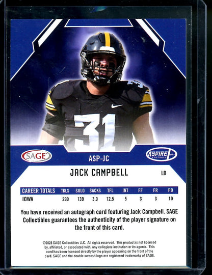 2023 Sage Jack Campbell Rookie Auto Red Iowa - Trading Card Market