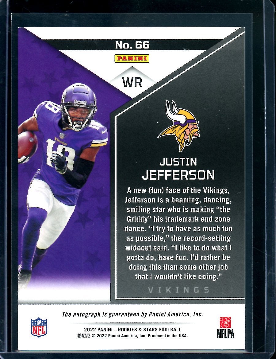 2022 Panini Rookies & Stars Justin Jefferson Auto /15 Vikings - Trading Card Market