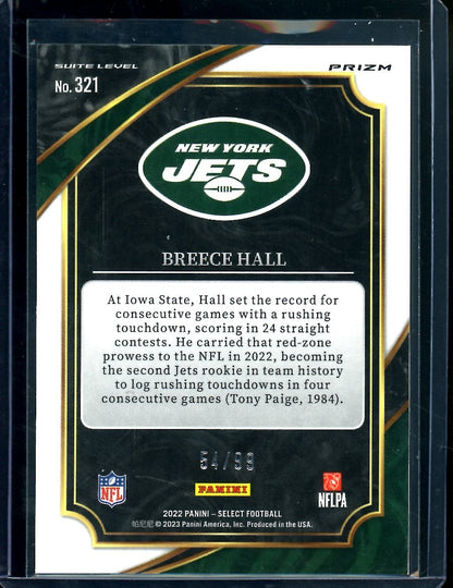 2022 Panini Select Breece Hall Rookie Blue Suite Level /99 Jets - Trading Card Market