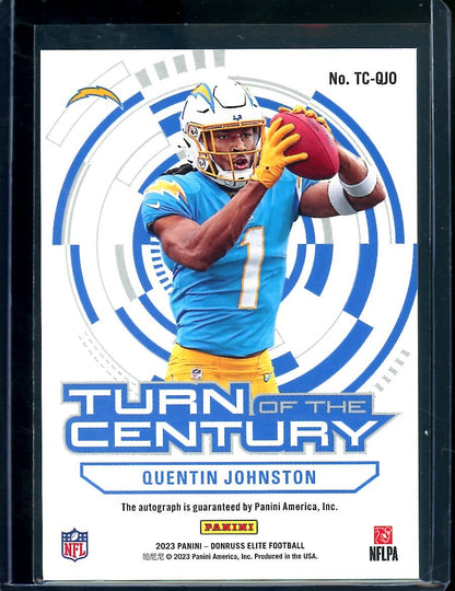 2023 Panini Elite Quentin Johnston Rookie Turn of the Century Auto /249 Chargers - Trading Card Market