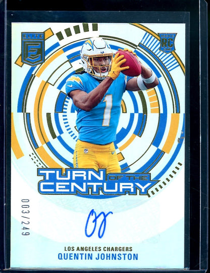 2023 Panini Elite Quentin Johnston Rookie Turn of the Century Auto /249 Chargers - Trading Card Market