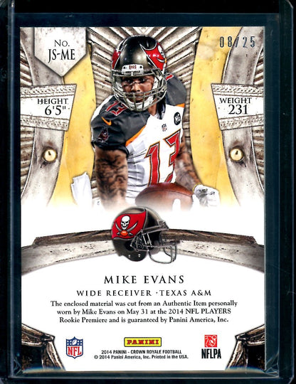 2014 Panini Crown Royale Mike Evans Rookie Jumbo Silhouettes Patch /25 Buccaneers - Trading Card Market