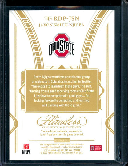 2023 Panini Flawless Collegiate Jaxon Smith - Njigba Rookie Dual Patch Gold /10 Ohio State - Trading Card Market