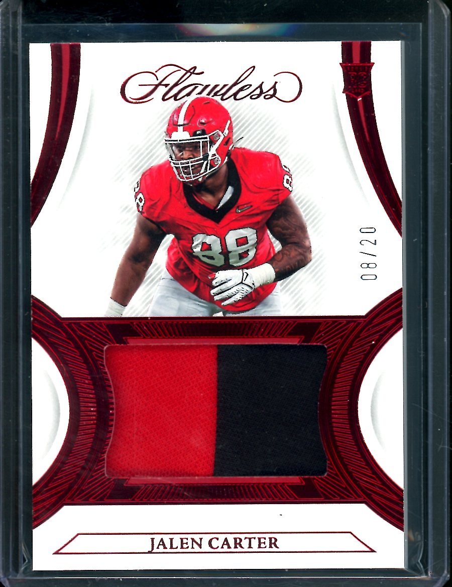 2023 Panini Flawless Collegiate Jalen Carter Rookie Patch Ruby /20 Georgia - Trading Card Market