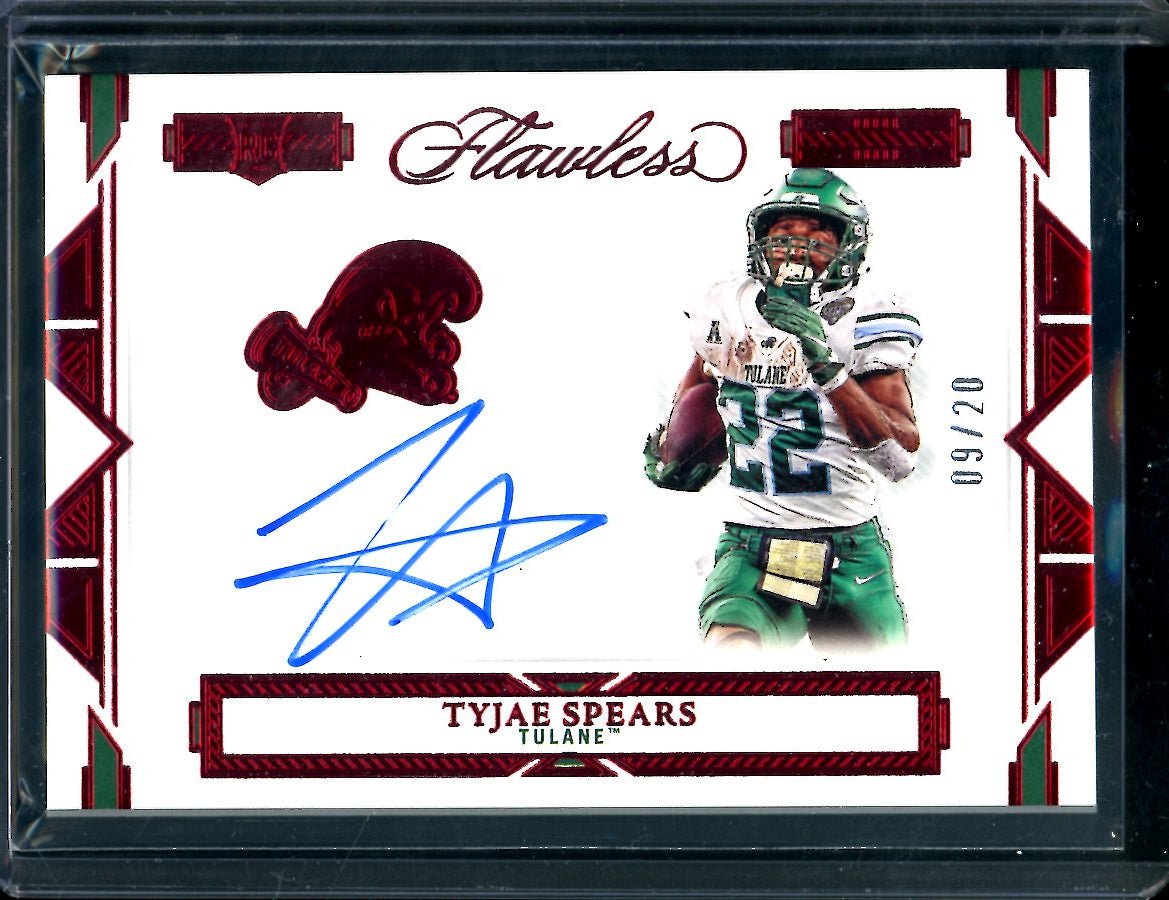 2023 Panini Flawless Collegiate Tyjae Spears Rookie Auto Ruby /20 Tulane - Trading Card Market