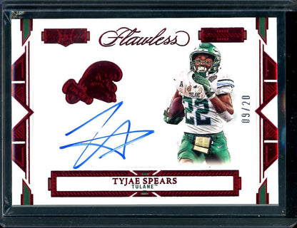 2023 Panini Flawless Collegiate Tyjae Spears Rookie Auto Ruby /20 Tulane - Trading Card Market