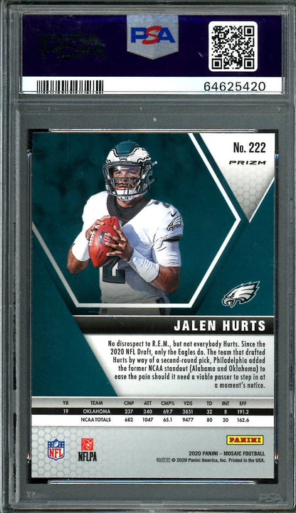2020 Panini Mosaic Jalen Hurts Rookie Pink Camo PSA 10 Eagles - Trading Card Market