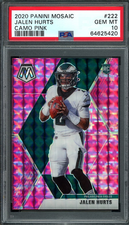 2020 Panini Mosaic Jalen Hurts Rookie Pink Camo PSA 10 Eagles - Trading Card Market