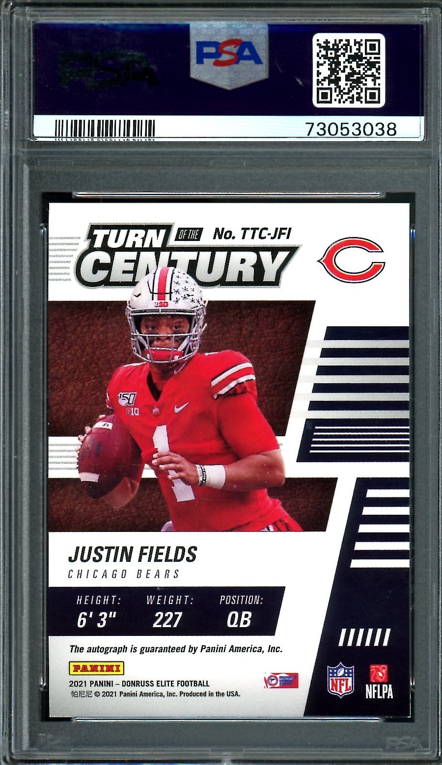 2021 Panini Elite Justin Fields Rookie Turn of the Century Auto /299 PSA 9 Bears - Trading Card Market
