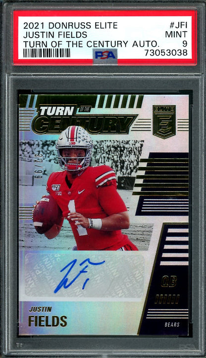 2021 Panini Elite Justin Fields Rookie Turn of the Century Auto /299 PSA 9 Bears - Trading Card Market