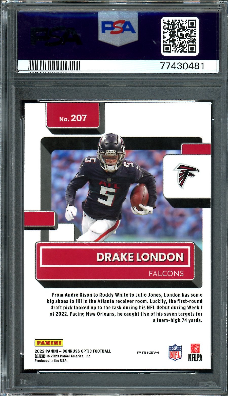 2022 Panini Optic Drake London Rookie Pink PSA 10 Falcons - Trading Card Market