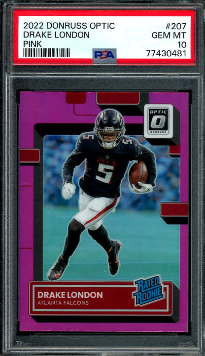 2022 Panini Optic Drake London Rookie Pink PSA 10 Falcons - Trading Card Market