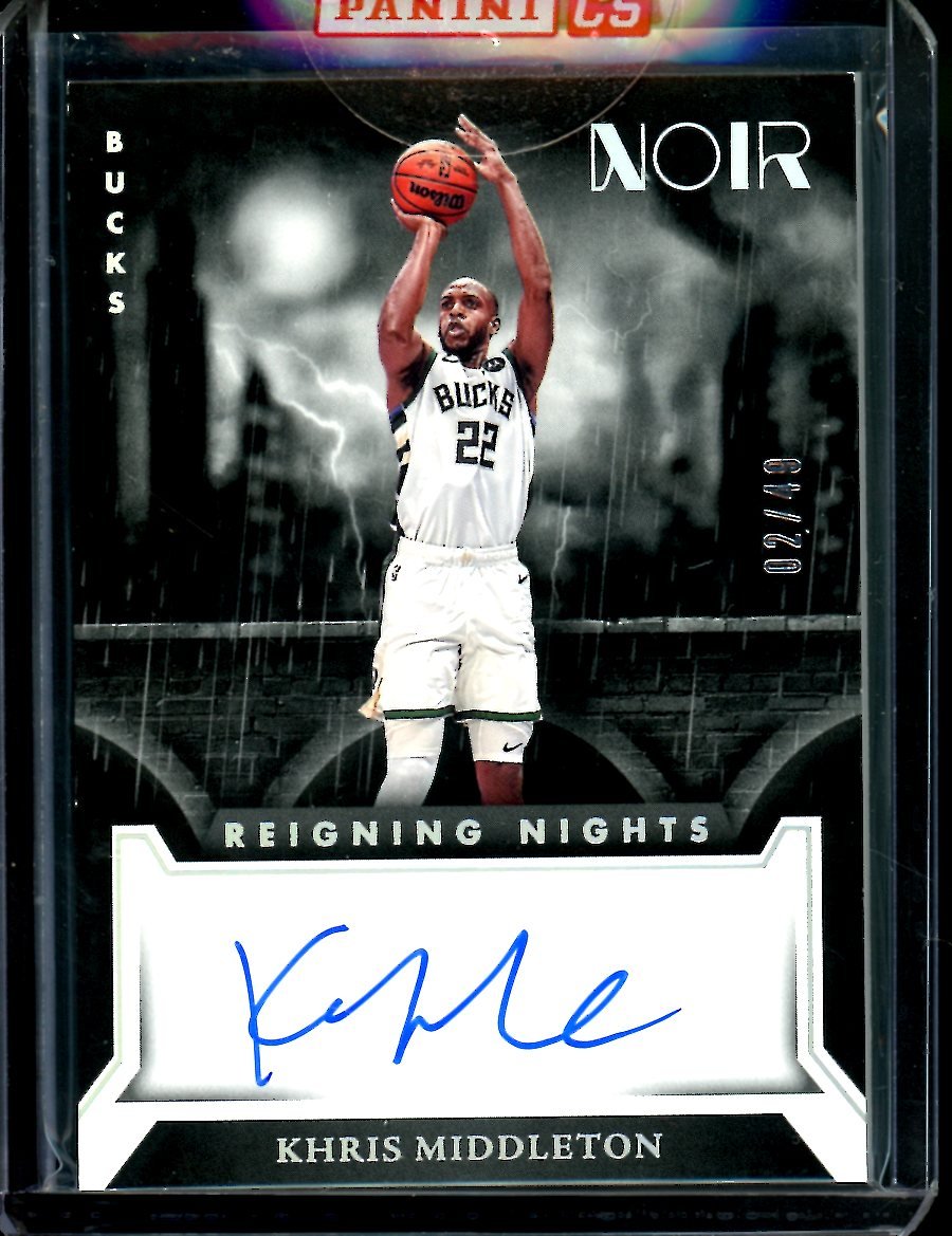 2022/23 Panini Noir Khris Middleton Reigning Nights Auto /49 Bucks - Trading Card Market