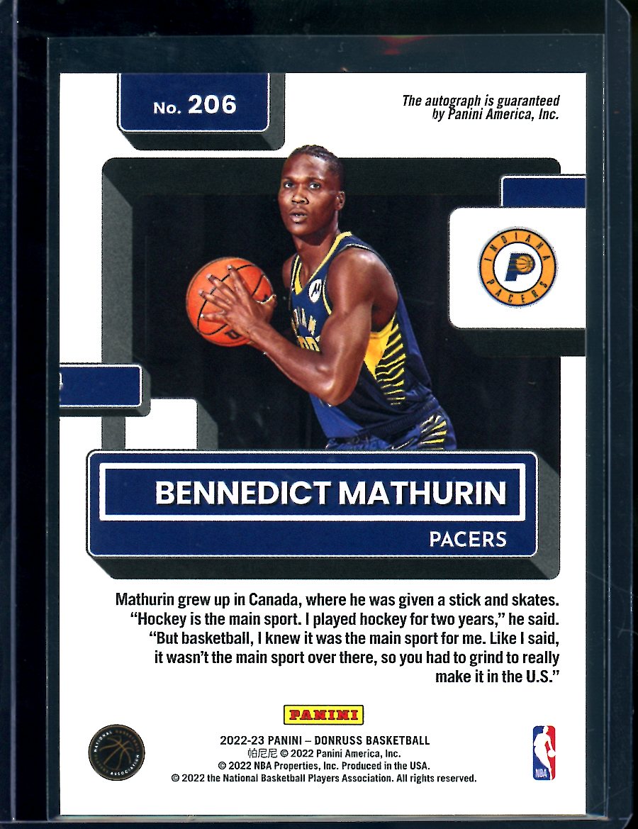 2022/23 Panini Donruss Choice Bennedict Mathurin Rookie Auto Red 