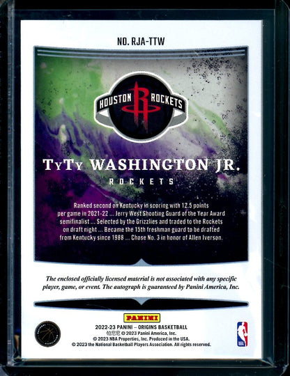 2022/23 Panini Origins TyTy Washington Jr. Rookie RPA Teal /15 Rockets - Trading Card Market