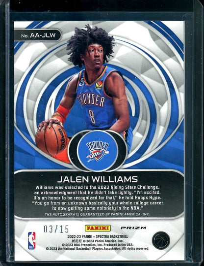 2022/23 Panini Spectra Jalen Williams Rookie Aspiring Auto /15 Thunder - Trading Card Market