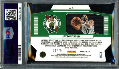 2022/23 Panini Contenders Optic Jayson Tatum Superstar Blue Cracked Ice /75 PSA 9 Celtics - Trading Card Market