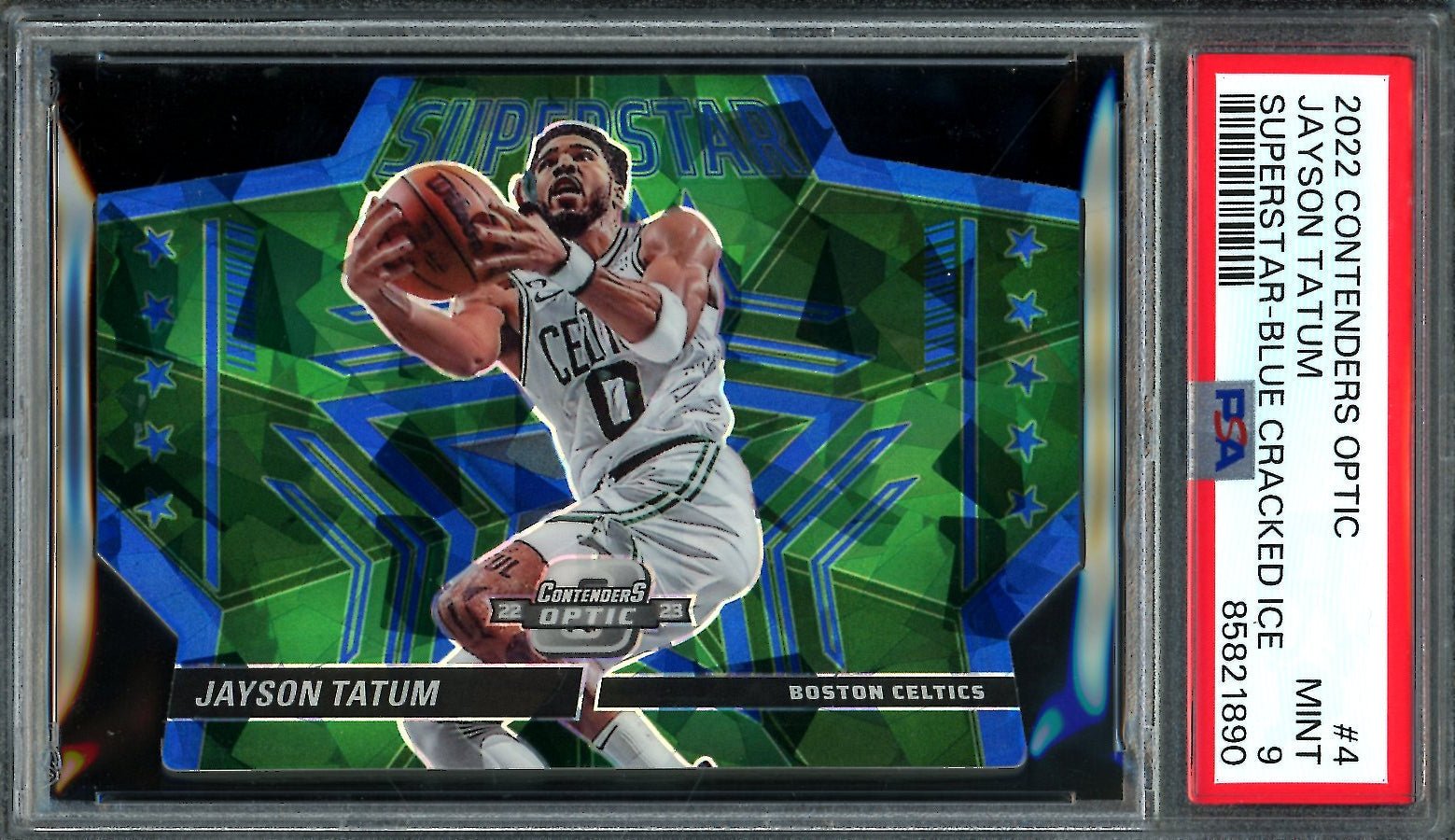 2022/23 Panini Contenders Optic Jayson Tatum Superstar Blue Cracked Ice /75 PSA 9 Celtics - Trading Card Market