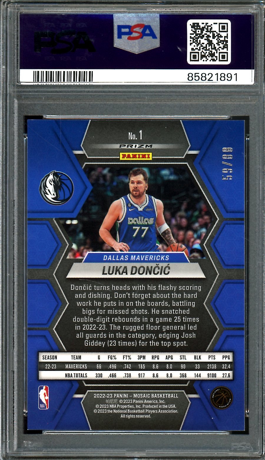 2022/23 Panini Mosaic Luka Doncic Fusion Red & Yellow Choice /88 PSA 9 Mavericks - Trading Card Market