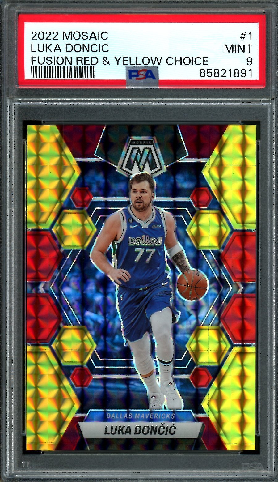 2022/23 Panini Mosaic Luka Doncic Fusion Red & Yellow Choice /88 PSA 9 Mavericks - Trading Card Market