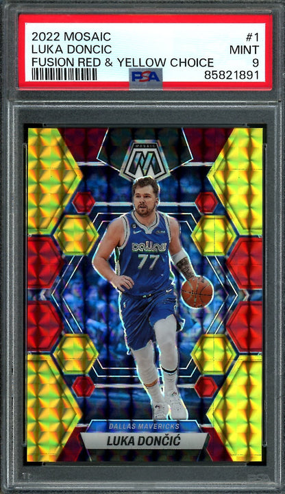 2022/23 Panini Mosaic Luka Doncic Fusion Red & Yellow Choice /88 PSA 9 Mavericks - Trading Card Market