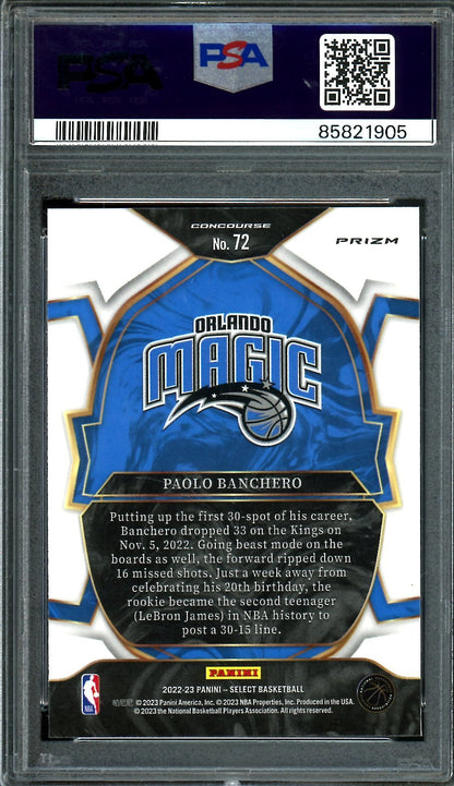 2022/23 Panini Select Paolo Banchero Rookie Concourse Silver PSA 9 Magic - Trading Card Market
