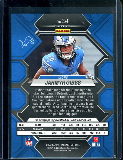 2023 Panini Mosaic Choice Jahmyr Gibbs Rookie Red & Yellow Auto Lions - Trading Card Market