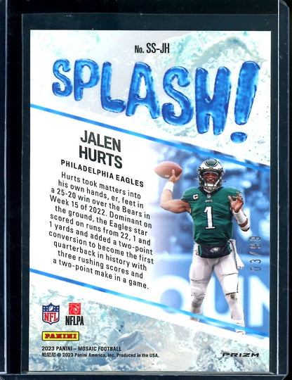 2023 Panini Mosaic Jalen Hurts Splash! Blue /99 Eagles - Trading Card Market