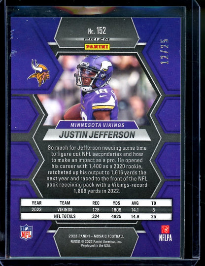 2023 Panini Mosaic Justin Jefferson White /25 Vikings - Trading Card Market
