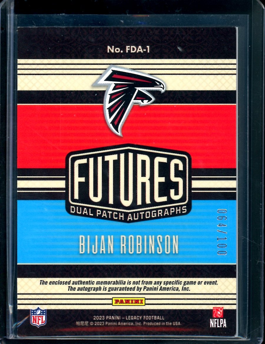 2023 Panini Legacy Bijan Robinson Rookie RPA /100 Falcons - Trading Card Market