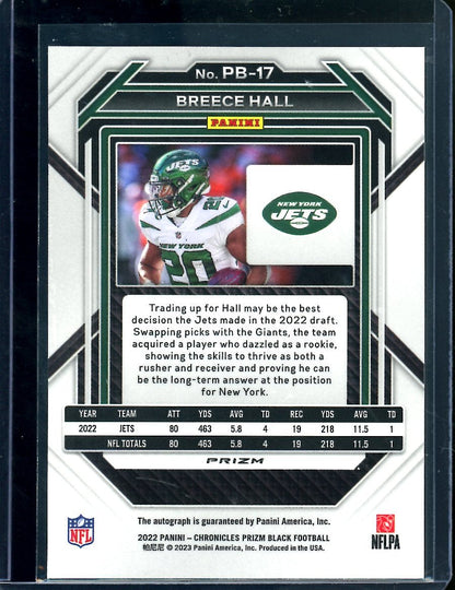 2022 Panini Chronicles Prizm Black Breece Hall Rookie Auto Silver Jets - Trading Card Market