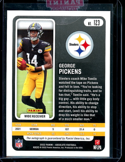 2022 Panini Absolute George Pickens Rookie Auto Orange /35 Steelers - Trading Card Market