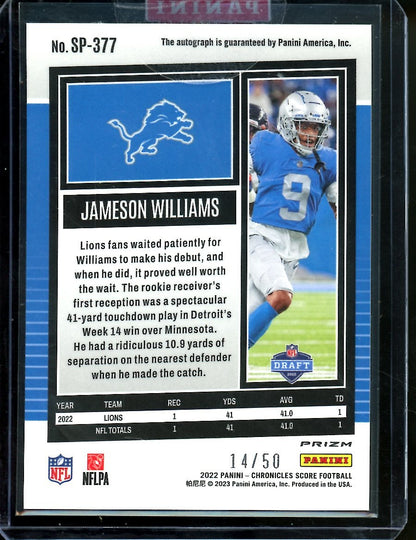 2022 Panini Chronicles Score Jameson Williams Rookie Auto Gold Zone /50 Lions - Trading Card Market