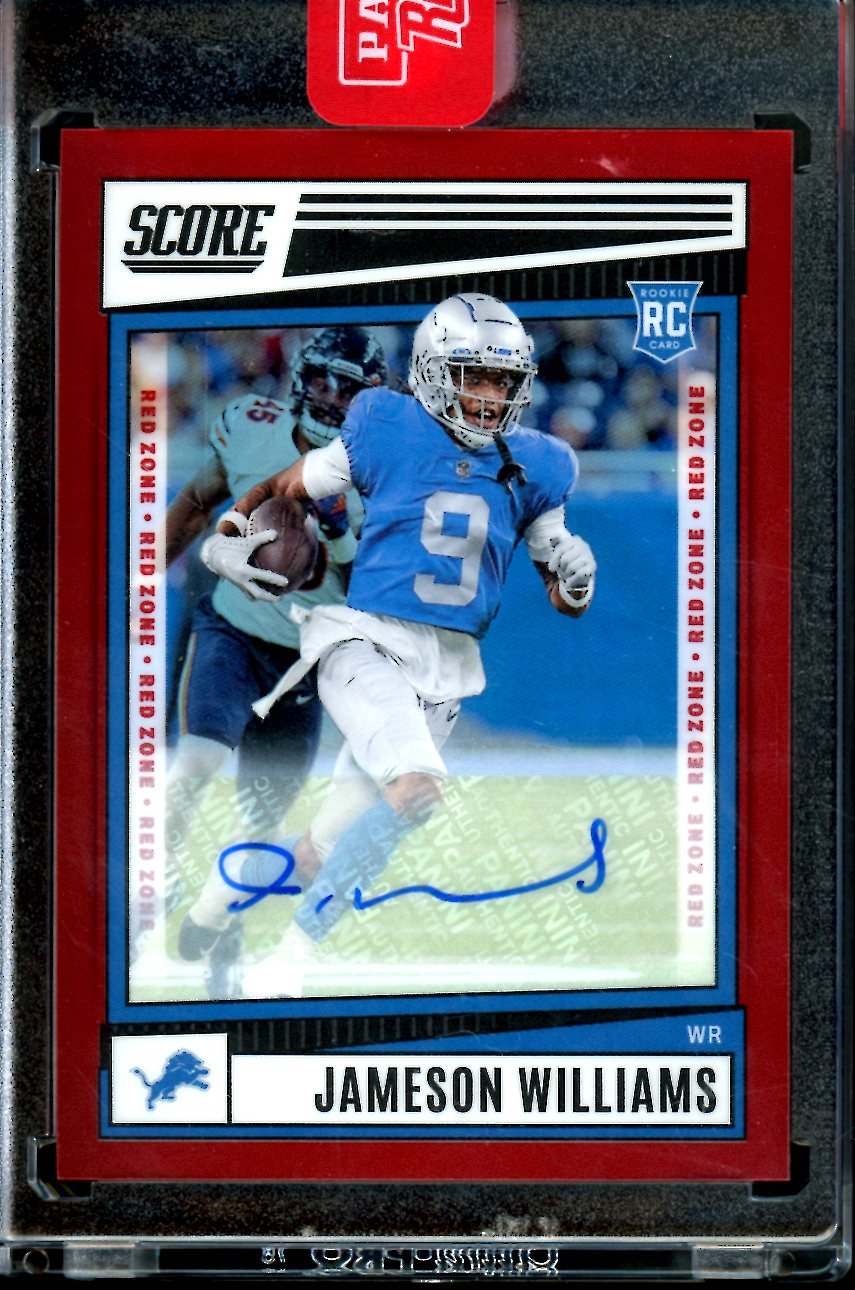2022 Panini Chronicles Score Jameson Williams Rookie Auto Red Zone /20 Lions - Trading Card Market