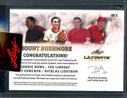 2023 Leaf Ultimate Hockey Gordie Howe/Ted Lindsay/Terry Sawchuk/Nicklas Lidstrom Mount Rushmore Quad Patch /25 - Trading Card Market