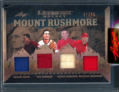 2023 Leaf Ultimate Hockey Gordie Howe/Ted Lindsay/Terry Sawchuk/Nicklas Lidstrom Mount Rushmore Quad Patch /25 - Trading Card Market