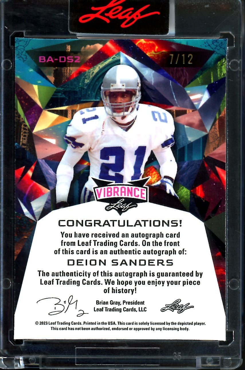 2023 Leaf Vibrance Deion Sanders Auto /12 Cowboys - Trading Card Market