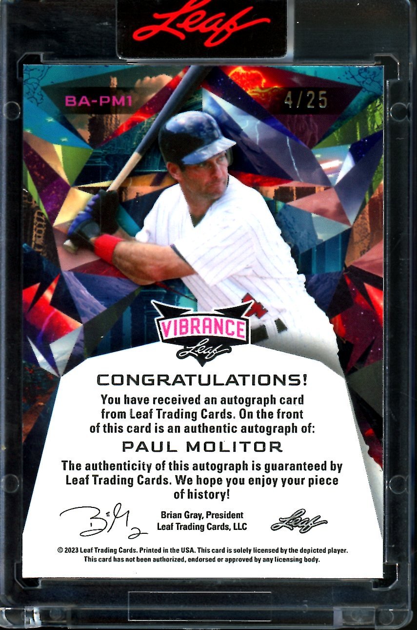 2023 Leaf Vibrance Paul Molitor Auto /25 - Trading Card Market