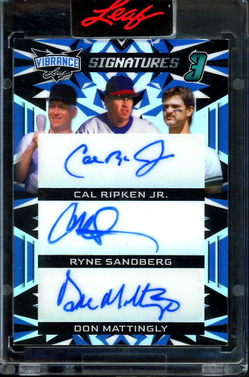 2023 Leaf Vibrance Cal Ripken Jr./Ryne Sandberg/Don Mattingly Triple Auto /10 - Trading Card Market